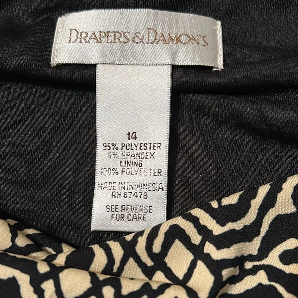 NWOT Elegant Black and Tan Patterned Dress - Picture 2 of 6